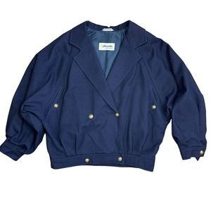 Wool Blend Nautical Style Blazer Jacket Lined Dolman Sleeve Size 40